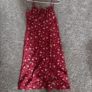 SHEIN Red Floral Midi Slip Dress